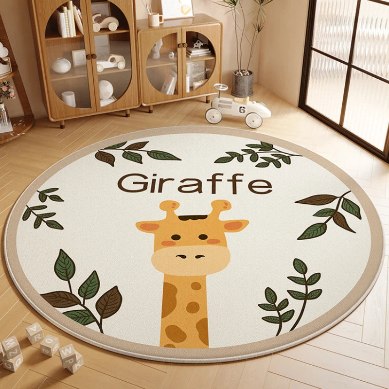 MF Round Cartoon Rug | Anti-Slip Kids’ Bedroom Carpet, Sound-Insulating Living Room Mat