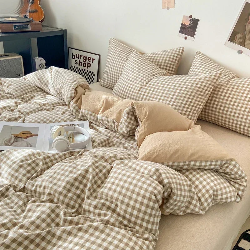 MF Japanese Style Blanket Cover Set | Soft Washed Quilt & Pillowcase, 1/3 Pcs Quilt Cover Set
