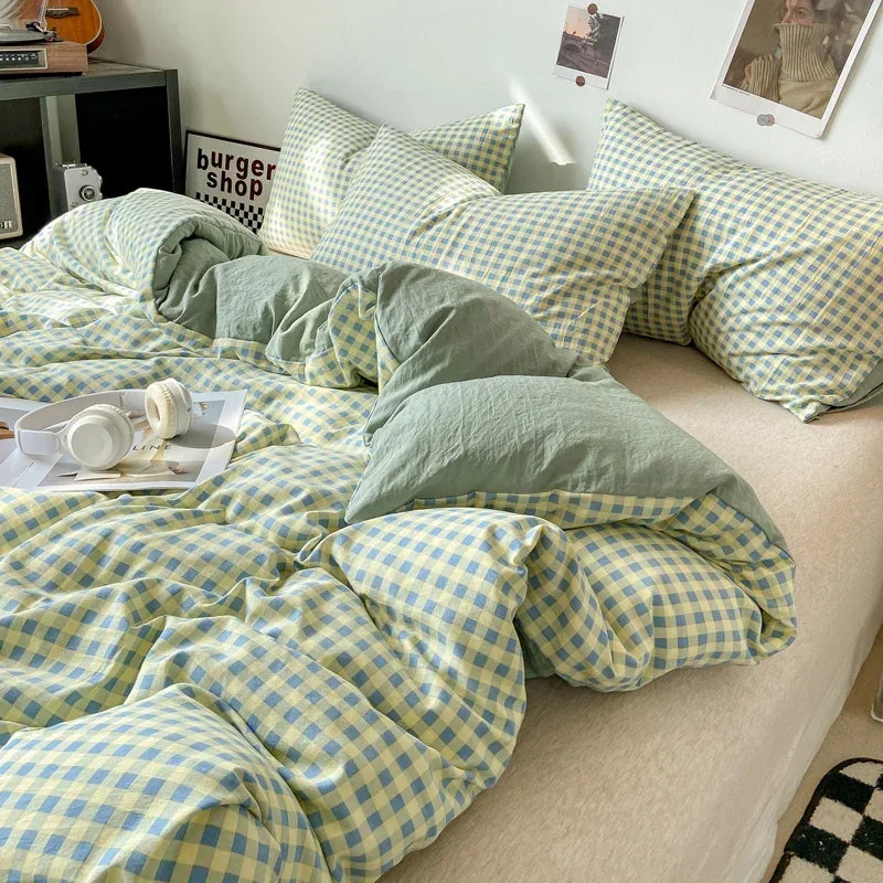 MF Japanese Style Blanket Cover Set | Soft Washed Quilt & Pillowcase, 1/3 Pcs Quilt Cover Set