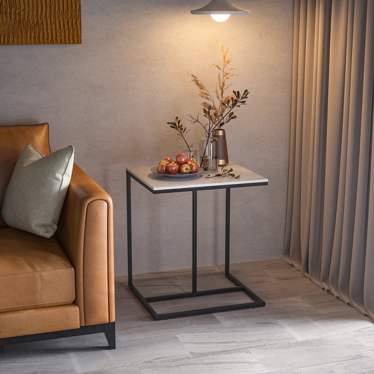 C-Shaped Sintered Stone Side Table