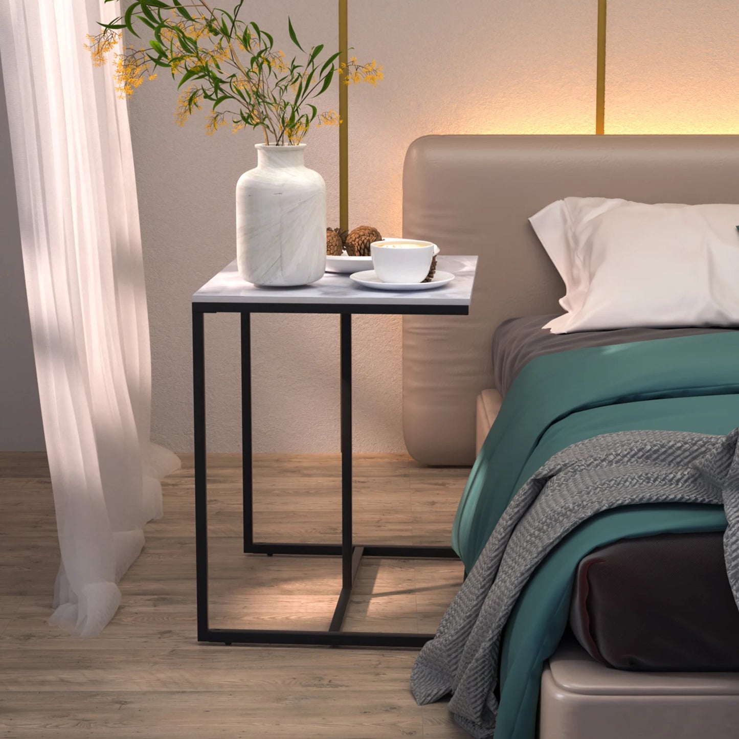 C-Shaped Sintered Stone Side Table