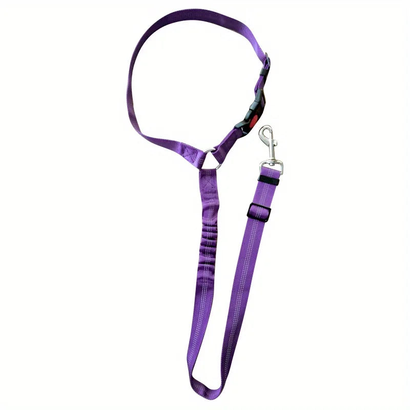 MF Adjustable 2-in-1 Dog Leash & Pet Car Seat Belt | Backseat Safety Belt with Nylon Lead for Secure Travel