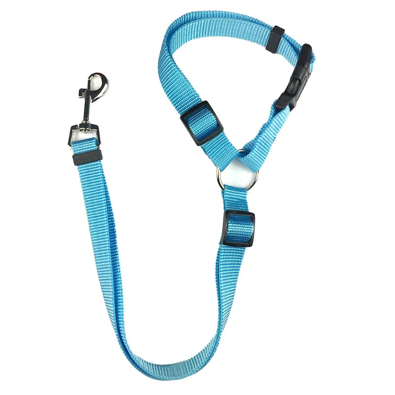 MF Adjustable 2-in-1 Dog Leash & Pet Car Seat Belt | Backseat Safety Belt with Nylon Lead for Secure Travel