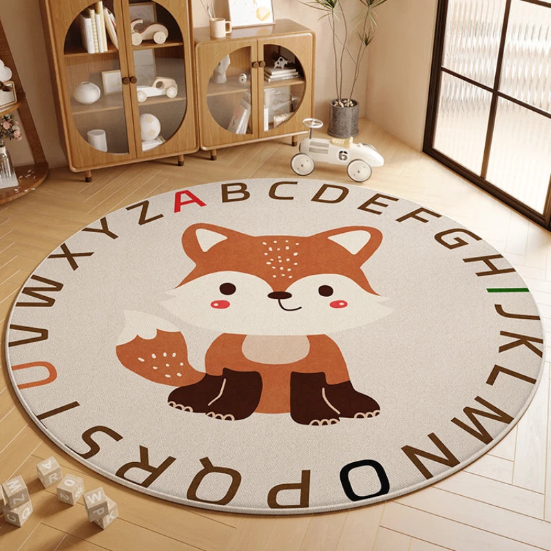 MF Round Cartoon Rug | Anti-Slip Kids’ Bedroom Carpet, Sound-Insulating Living Room Mat