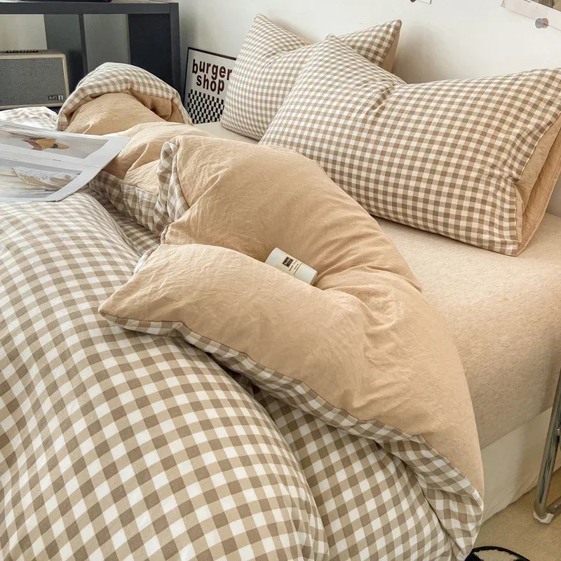 MF Japanese Style Blanket Cover Set | Soft Washed Quilt & Pillowcase, 1/3 Pcs Quilt Cover Set