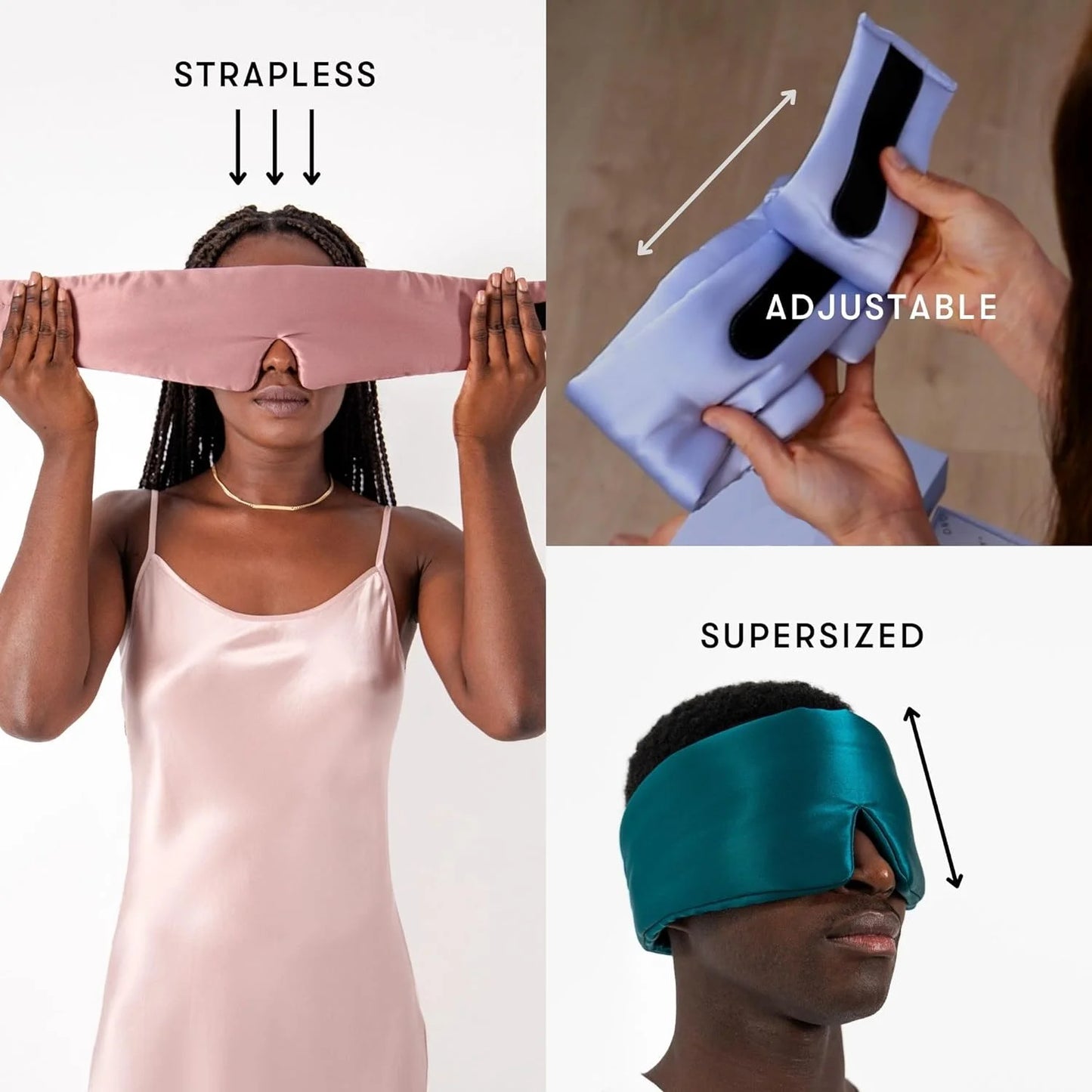 MF 100% Pure Silk Sleep Mask | Adjustable Luxury Eyemask, Soft & Breathable Eye Cover for Sleeping
