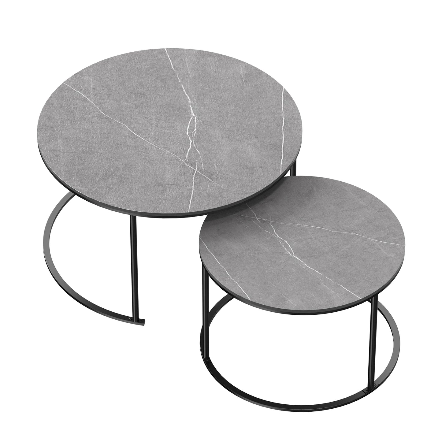 Modern Grey Sintered Stone Nesting Coffee Table Set