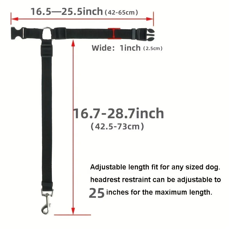 MF Adjustable 2-in-1 Dog Leash & Pet Car Seat Belt | Backseat Safety Belt with Nylon Lead for Secure Travel