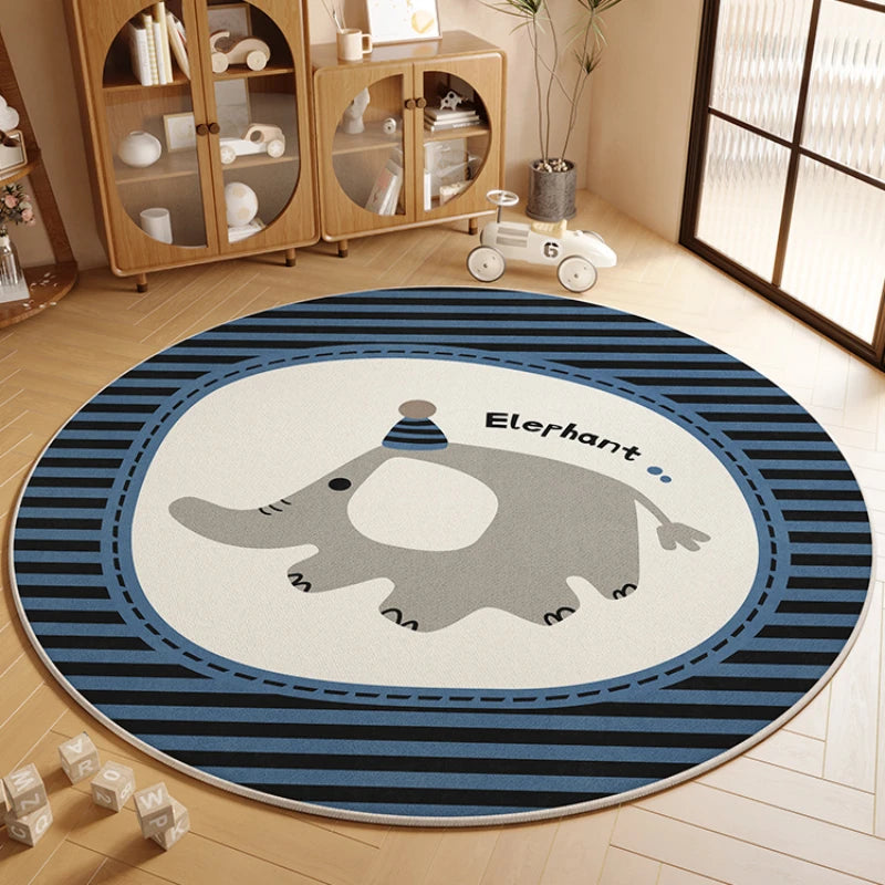 MF Round Cartoon Rug | Anti-Slip Kids’ Bedroom Carpet, Sound-Insulating Living Room Mat