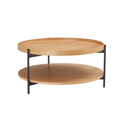 Giorgio Round Oak Veneer Coffee Table With Shelf