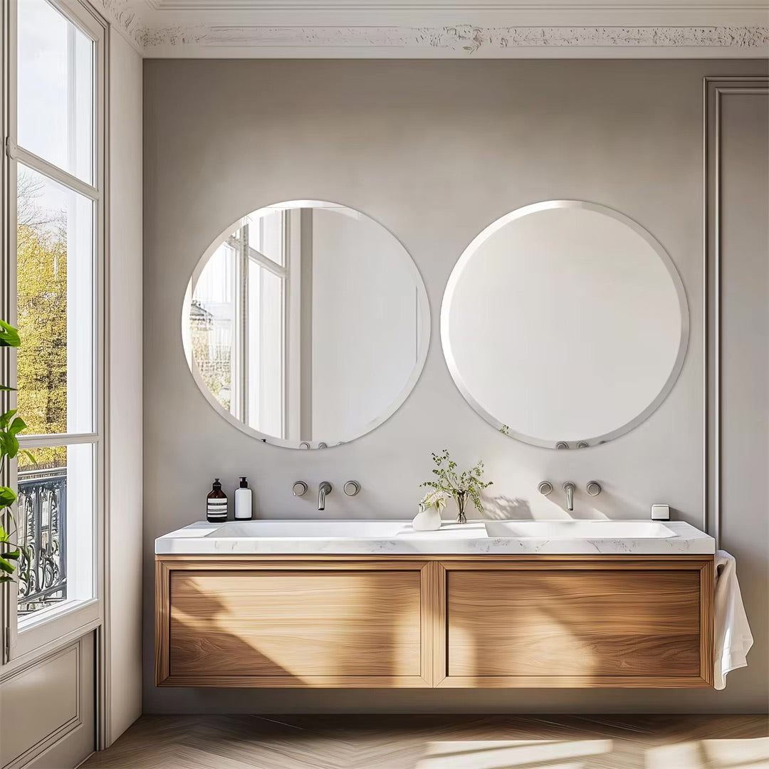 32-Inch Frameless Round Bathroom Vanity Mirror