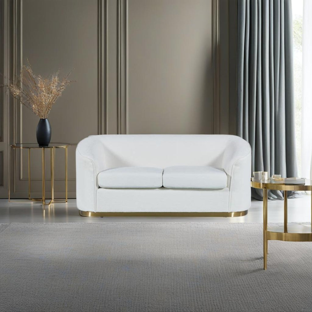 Bellissimo Oro 2 Seater Sofa Gold Base Bertoni Boucle Upholstery