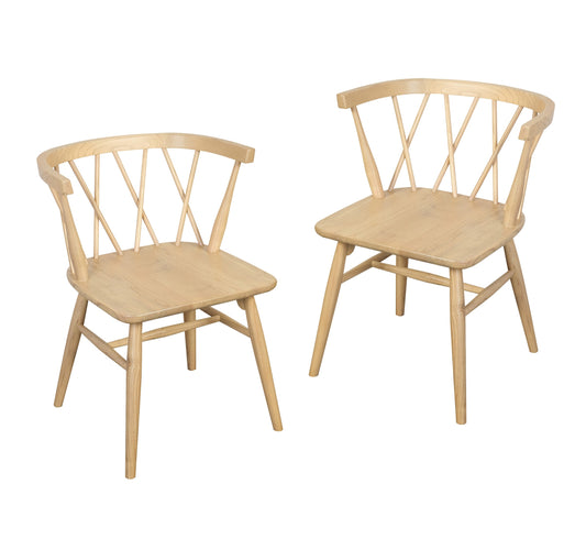 Sierra Cross Back Oak Chair - Set of 2