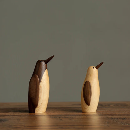 Set of 2 Wood Small Penguin Ornaments