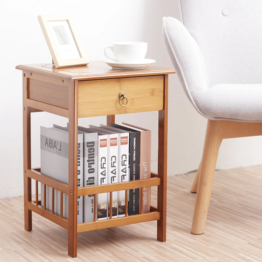 Bamboo Bedside Table With Drawer