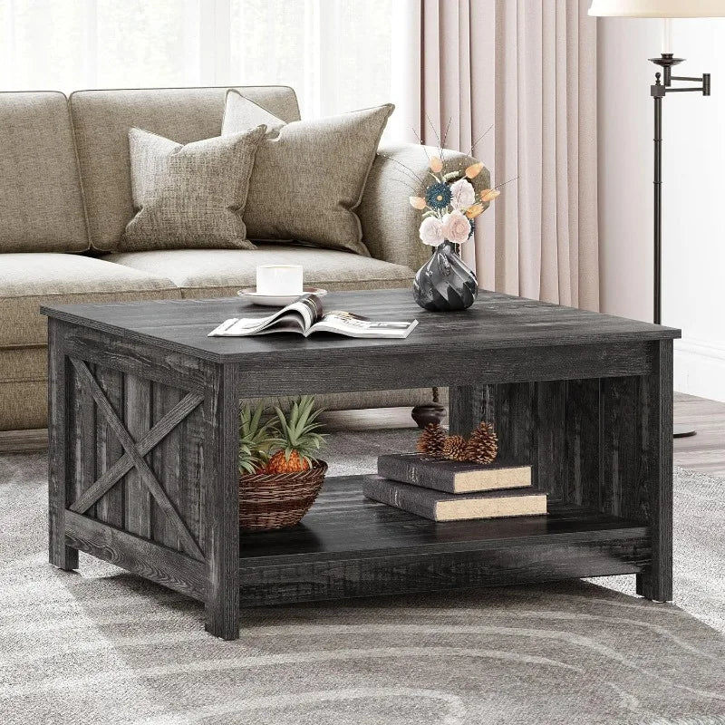 Oak Wood Coffee Table with Storage