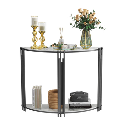 Contemporary Half Moon Sintered Stone Entry Console Table