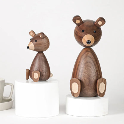 Set of 2 Wooden Brown Bears