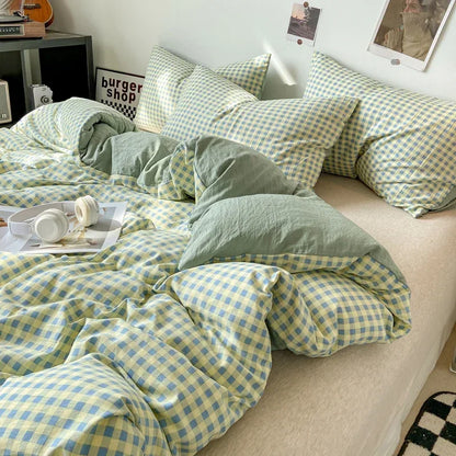 MF Japanese Style Blanket Cover Set | Soft Washed Quilt & Pillowcase, 1/3 Pcs Quilt Cover Set
