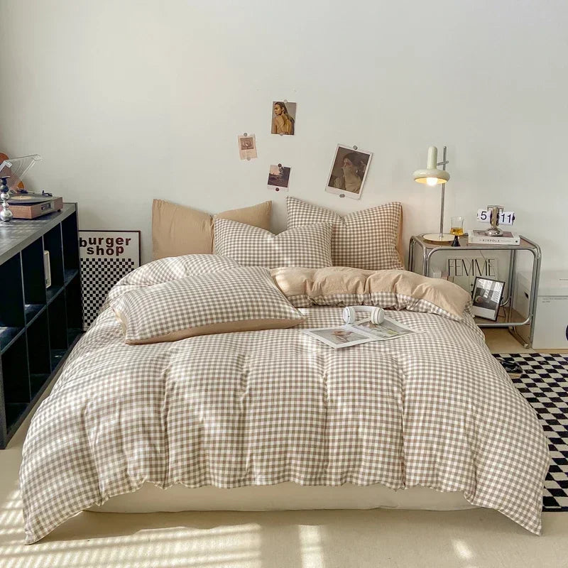 MF Japanese Style Blanket Cover Set | Soft Washed Quilt & Pillowcase, 1/3 Pcs Quilt Cover Set