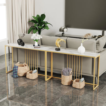 Gold Metal Leg Console Table with Sintered Top for Hallway Entryway