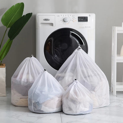MF Drawstring Laundry Bag Set | 4PCS Coarse Net Washing Bags for Dirty Clothes Organizer & Washing Machine Use