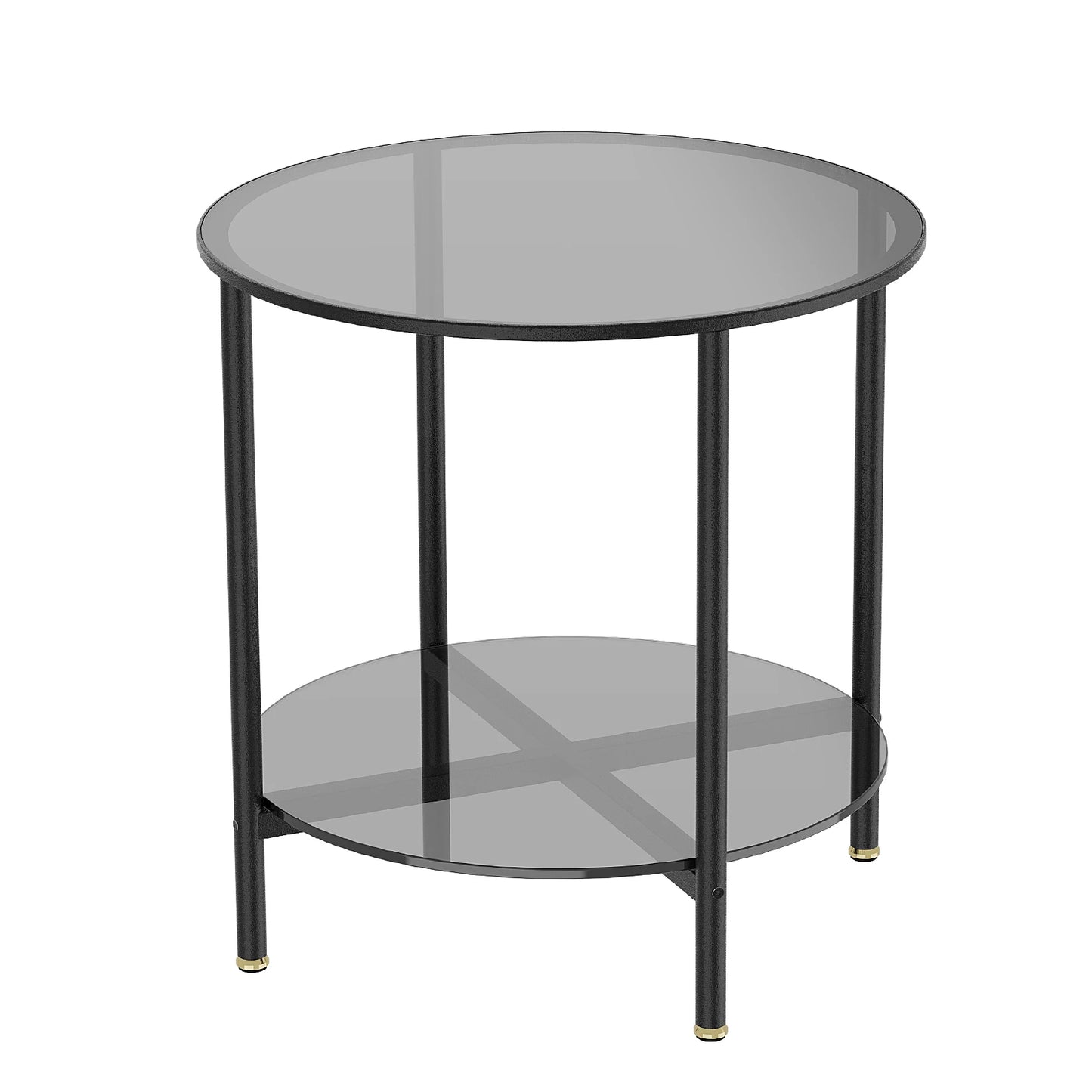 Round 2-Tier Coffee Table With Tempered Glass Top