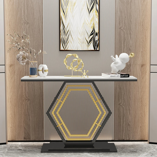 Elegant Hexagon Sintered Stone Console Table