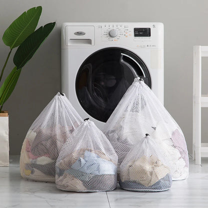 MF Drawstring Laundry Bag Set | 4PCS Coarse Net Washing Bags for Dirty Clothes Organizer & Washing Machine Use