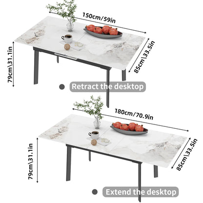 Extendable Rectangular Sintered Stone Dining Table 6-8 Seater