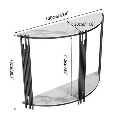 Contemporary Half Moon Sintered Stone Entry Console Table