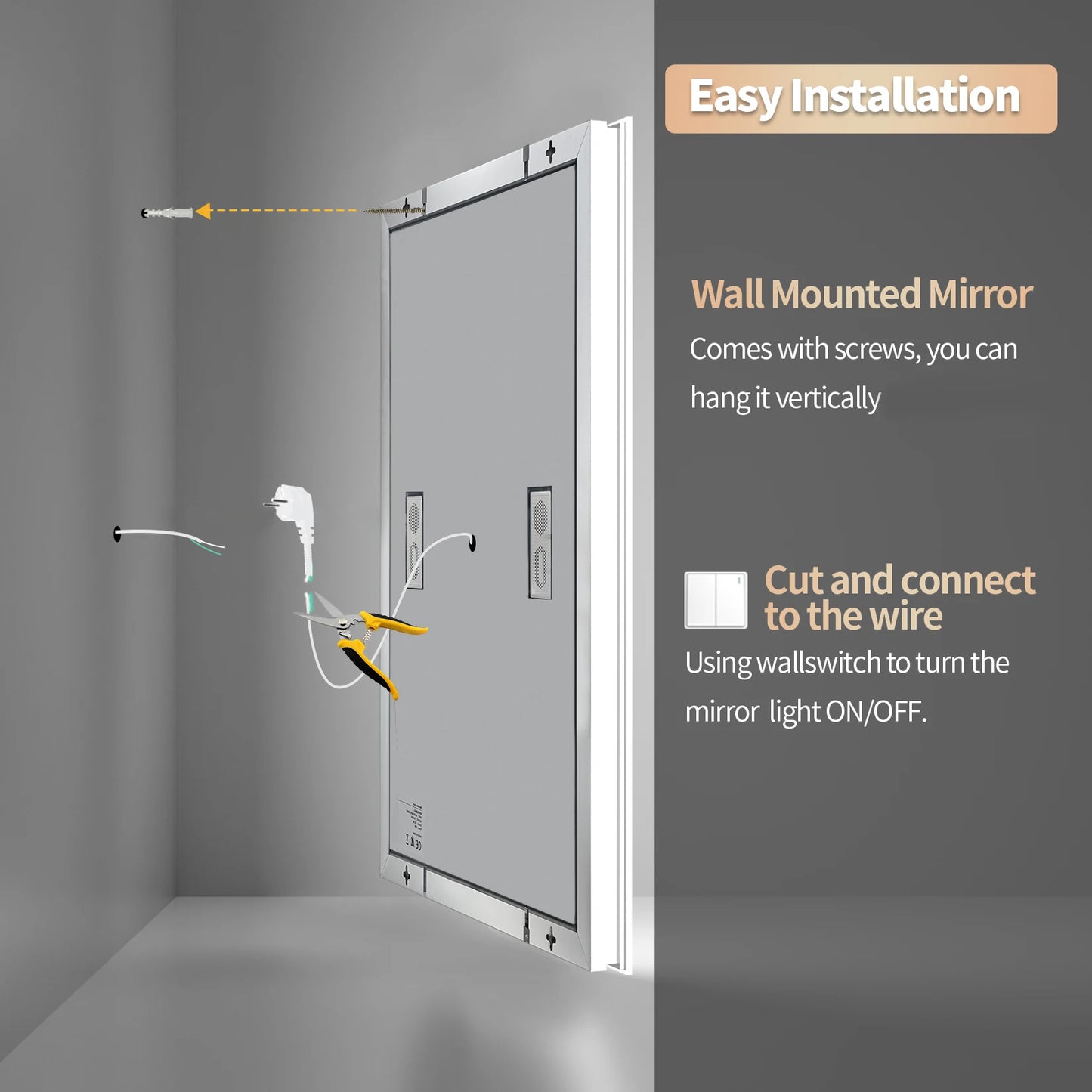 MF 24 x 32 Inch LED Bathroom Mirror | Bluetooth Smart Display, Touch Button, Dimmable 3-Color Light, Anti-Fog, Memory Function