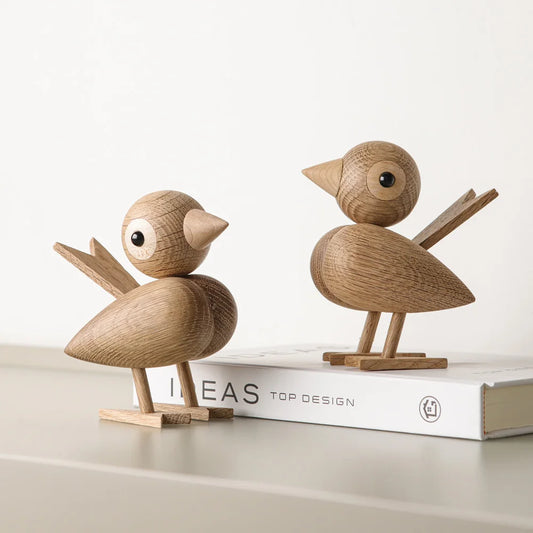 Wooden Sparrow Bird Ornaments