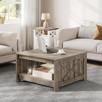 Oak Wood Coffee Table with Storage