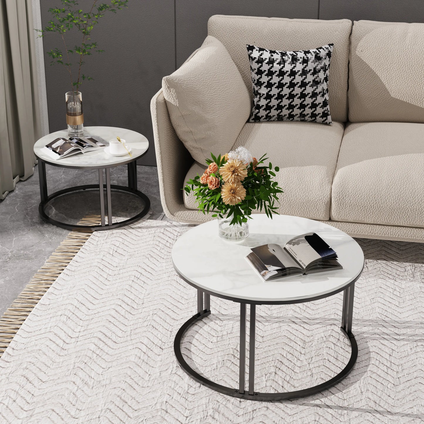 Circle Nesting Coffee Table Set of 2