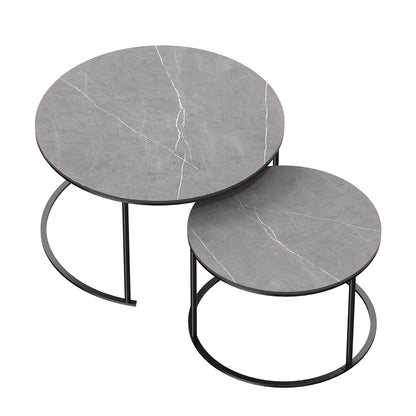 Modern Grey Sintered Stone Nesting Coffee Table Set