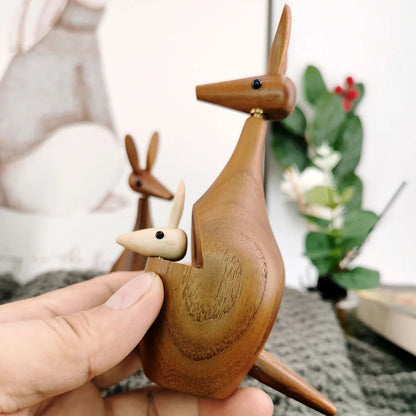 Teak Wood Kangaroo Decor