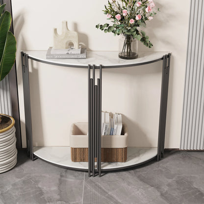 Contemporary Half Moon Sintered Stone Entry Console Table