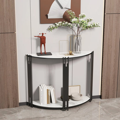 Contemporary Half Moon Sintered Stone Entry Console Table