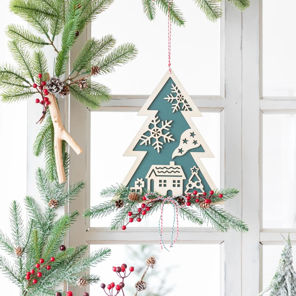 Wood Hanging Christmas Trees & Stars