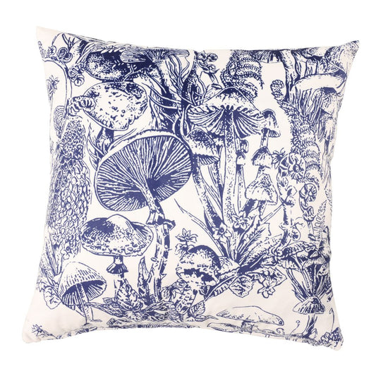 Toile Cushion in Blue Print Velvet