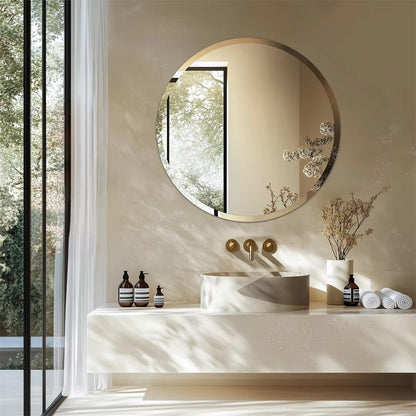 32-Inch Frameless Round Bathroom Vanity Mirror