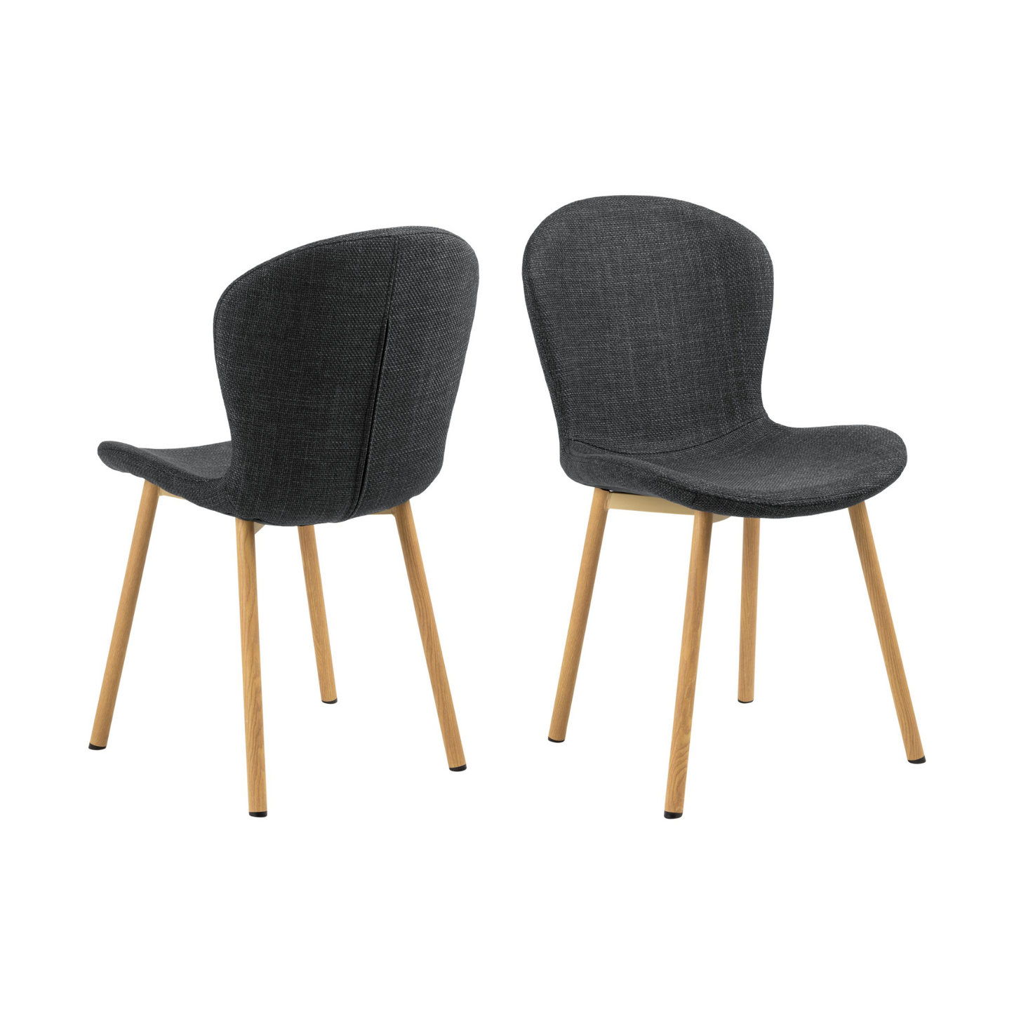 Set of 2 Charcoal Upholstery Fabric Oak Legs Chairs